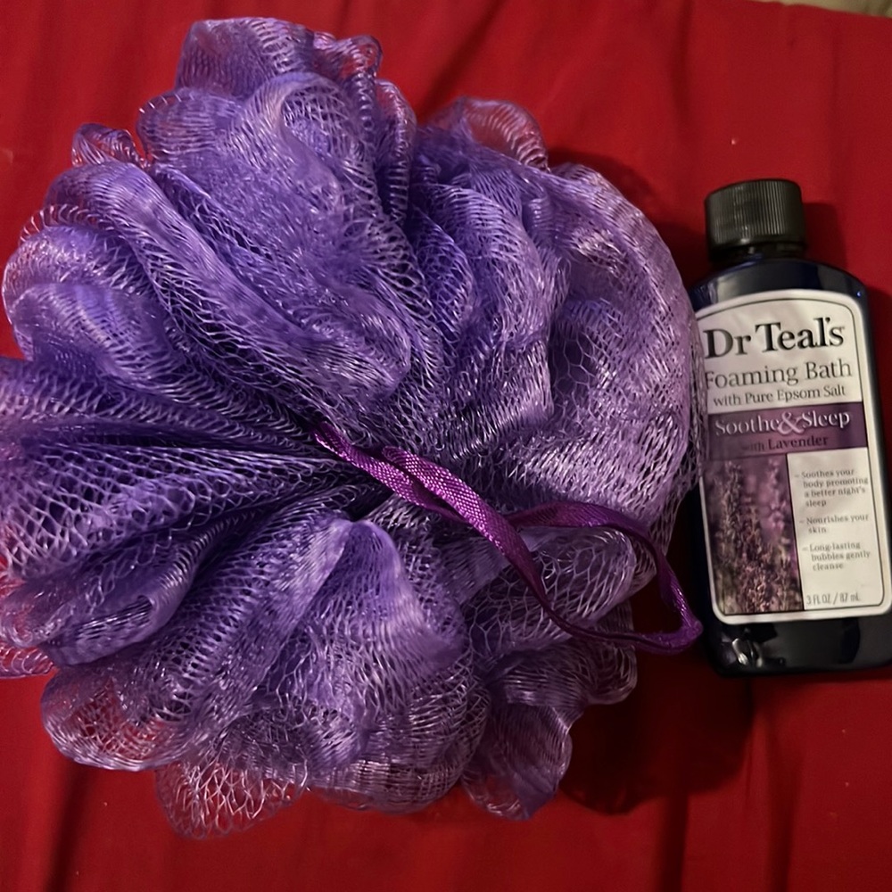 New loofah and brand new Dr Teals foaming bath!